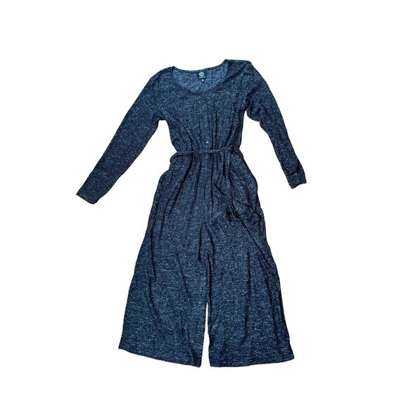 Bobeau Jumpsuit Charcoal Dot Pattern with Waist Tie - Picture 2 of 3